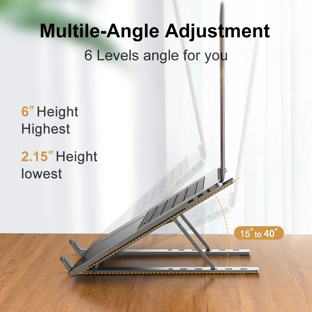 Foldable Riser Holder Computer Stand Laptops Elevator for Desk,UGREEN Aluminum Laptop Stand,Compatible with Air, Pro, Dell, HP, Lenovo More 10-14" Laptops Silver